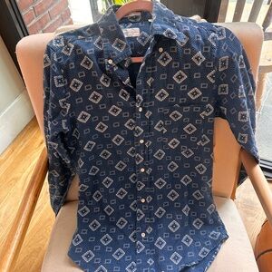 Gant Rugger Blue Geometric Button Down Shirt